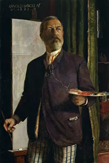 Self Portrait Prints: Self-Portrait in the Studio, 1893. Creator: Arnold Bocklin