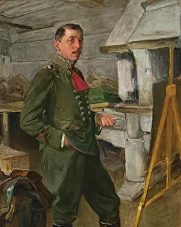 Easel Prints: Self-Portrait in the Trenches, 1918. Creator: Stanislaw Janowski