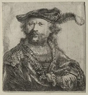 Etching With Engraving Prints: Self-Portrait in Velvet Cap with Plume