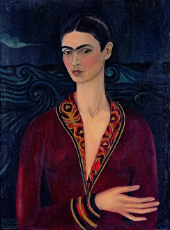 Caldern Prints: Self-Portrait with a Velvet Dress, 1926. Creator: Frida Kahlo