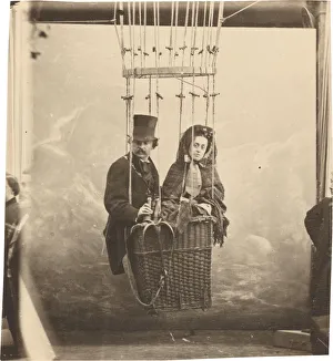 Lix Tournachon Prints: Self-Portrait with Wife Ernestine in a Balloon Gondola, c. 1865, printed c. 1890