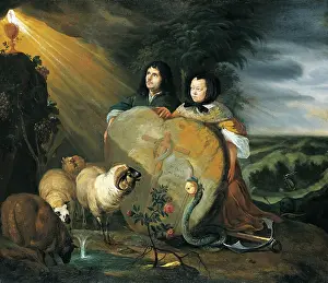 Fountain Prints: Self Portrait (?) with his Wife and Symbols of the Christian Faith