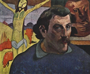 Images Dated 28th August 2008: Self Portrait with the Yellow Christ, 1889 (1939). Artist: Paul Gauguin