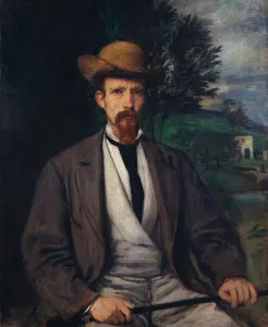 Self-Portrait with Yellow Hat, 1874. Artist: Marees, Hans von (1837-1887)
