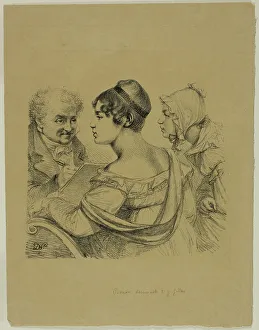 Denon Dominique Vivant Baron Prints: Self-Portrait with Two Young Ladies, c. 1816–17. Creator: Vivant Denon