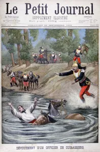 Self-sacrifice of a French cuirassier, 1900