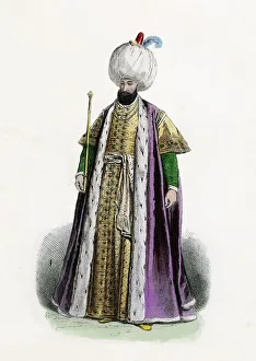 Selim II or Salim II (1524-1574). Ottoman Sultan, engraving, 1870 Selim II or Salim II (1524-1574). Ottoman Sultan, engraving, 1870