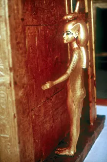 Selket protective goddess guarding the Canopic Shrine, Tomb of Tutankhamun, Cairo