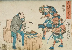 Scrap Metal Prints: Selling Armor to a Scrap Metal Merchant, 1854. Creator: Ando Hiroshige