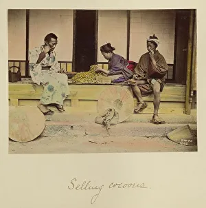 Engawa Prints: Selling Cocoons, about 1873-1883. Creator: Shinichi Suzuki I