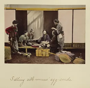 Shinichi Suzuki I Prints: Selling Silk-worms Egg-cards, about 1873-1883. Creator: Shinichi Suzuki I
