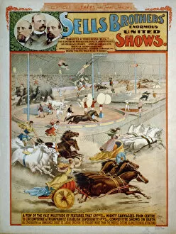 Graphic Design Collection: Sells Brothers Enormous Shows, ca 1885. Artist: The Strobridge Lithographing Company