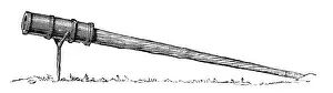 Ballistics Prints: Semi-portable cannon, on forked rest (14th century), 1881. Creator: Unknown