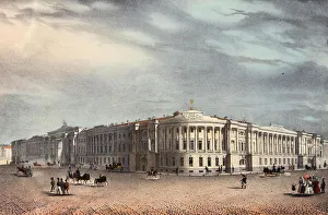 Synod Prints: The Senate and Synod Buildings in Saint Petersburg, 1830s. Artist: Anonymous