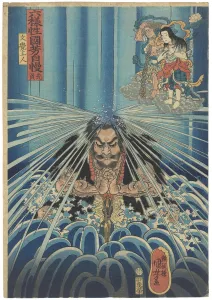 Japanese Woodblock Print, Rokuyosei Kuniyoshi jiman, 1860