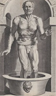 Vein Prints: Seneca at the bath, standing in a niche with his feet in a basin, ca. 1615. ca. 1615