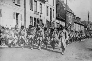 March Prints: Senegalese troops in France, between 1914 and 1918. Creator: Bain News Service