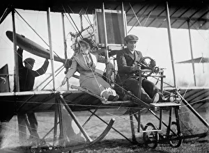 Senorita Lenore Riviero [sic] with Anthony Jannus; In Rex Smith Aeroplane, 1912. Creator: Harris & Ewing. Senorita Lenore Riviero [sic] with Anthony Jannus; In Rex Smith Aeroplane, 1912. Creator: Harris & Ewing