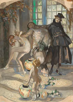 Sensual Dance (Pan), c 1920. Creator: Bayros, Franz von (1866-1924)