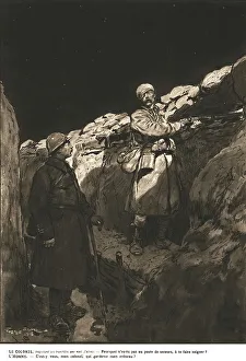 Duty Prints: Sentry duty; The Colonel, inspecting his trenches during a night of high alert