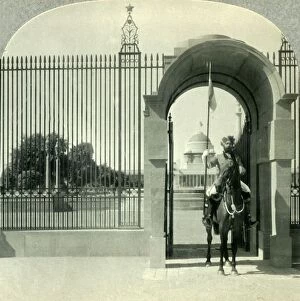 Railings Gallery: Through a Sentry-guarded Gateway to the Beautiful Government Buildings of New Delhi, c1930s