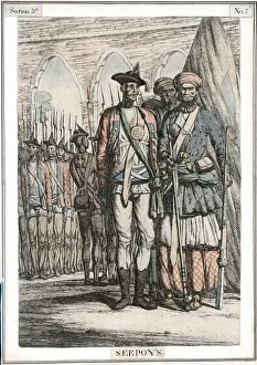 Sepoys Prints: Sepoys, native troops employed by East India Company, 19th century