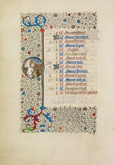 Workshop Of The Bedford Master Prints: September Calendar Page: Saint Michael; Book of Hours