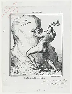 Chisel Prints: Sera t-il dieu, table ou cuvette, 1869. Creator: Honore Daumier