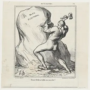 Chisel Prints: Sera t-il dieu, table ou cuvette, 1869. Creator: Honore Daumier