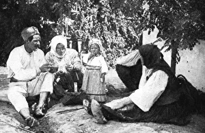 Eastern European Prints: Serbian family telling the story of routing the Austrians from Bosnia