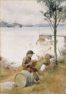 Serenade on the embankment, 1887. Creator: Albert Edelfelt