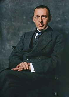 Conductor Prints: Serge Rachmaninoff, portrait photograph, 1918 Dec. 10. Creator: Arnold Genthe