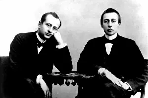 Monochrome Picture Collection: Sergei Rachmaninov (1873-1943) and pianist and conductor Alexander Siloti (1863-1945), 1902
