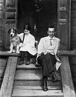 Legs Crossed Prints: Sergei Rachmaninov, Russian composer, pianist and conductor, Ivanovka, Russia, 1913