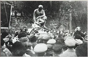 State Central Literary Museum Gallery: Sergei Yesenin at the Koltsov Razin monument dedication, 1918. Artist: Anonymous