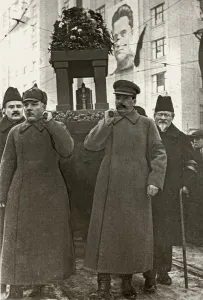 Stalin Prints: Sergey Kirovs funeral, December 6, 1934. Stalin, Voroshilov, Kalinin and Molotov, 1934