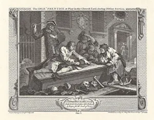 William 1697 1764 Prints: Series Industry and Idleness, Plate 3: The Idle Prentice at Play in the Church Yard