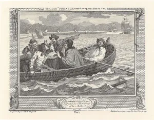 Series Industry and Idleness, Plate 5: The Idle Prentice turn'd away, and sent to Sea, 1747. Creator: Hogarth, William (1697-1764). Series Industry and Idleness, Plate 5: The Idle Prentice turn'd away, and sent to Sea, 1747