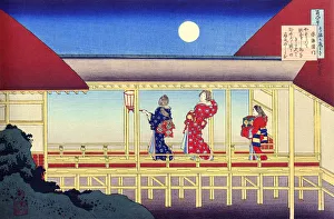 Stilts Prints: From the series Hundred Poems by One Hundred Poets: Akazome Emon, c1830. Artist: Hokusai
