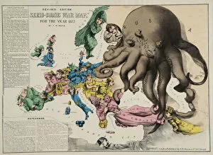Images Dated 24th May 2018: Serio-Comic War Map For The Year 1877, 1877