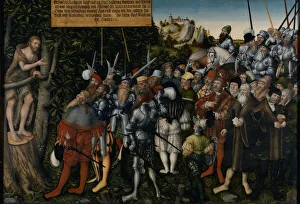 Braunschweig Prints: The Sermon of John the Baptist, 1549. Artist: Cranach, Lucas, the Younger (1515-1586)
