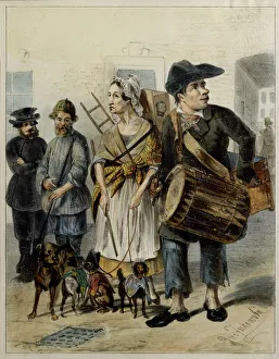 Zhukovsky Prints: A servant take the dogs out, 1843. Artist: Zhukovsky, Rudolf Kasimirovich (1814-1886)