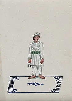 Keys Prints: A servant standing on a carpet holding a bunch of keys