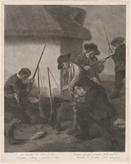 Pietro Falca Prints: De Servi Cacciator... (Servants Preparing the Guns for the Hunt)