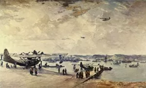 A Service Station - Seaplanes, Second World War, (1944). Creator: Charles Cundall