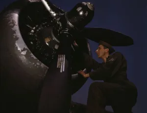 Servicing [an] A-20 bomber, Langley Field, Va. 1942. Creator: Alfred T Palmer
