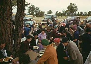 Cookery Collection: Serving up the barbeque at the Pie Town, New Mexico, Fair, 1940. Creator: Russell Lee