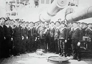Grog Prints: Serving grog on Russian Battleship, between c1910 and c1915. Creator: Bain News Service
