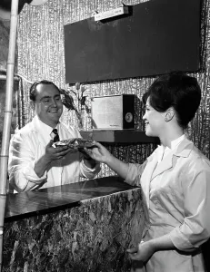 Mexborough Prints: Serving a meal to a customer in a cafe, Mexborough, South Yorkshire, 1964. Artist