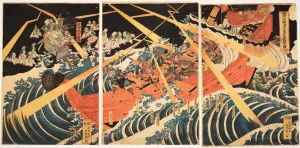 Sesshu Daimotsu no ura Heike onryo arawaruru zu (Attack of the Taira Ghosts at Daimotsu Bay), c1847